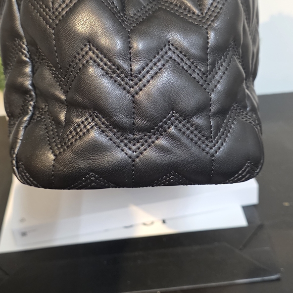 Betsey Johnson Black Quilted Shoulder Bag with Floral Accent - Picture 4 of 10